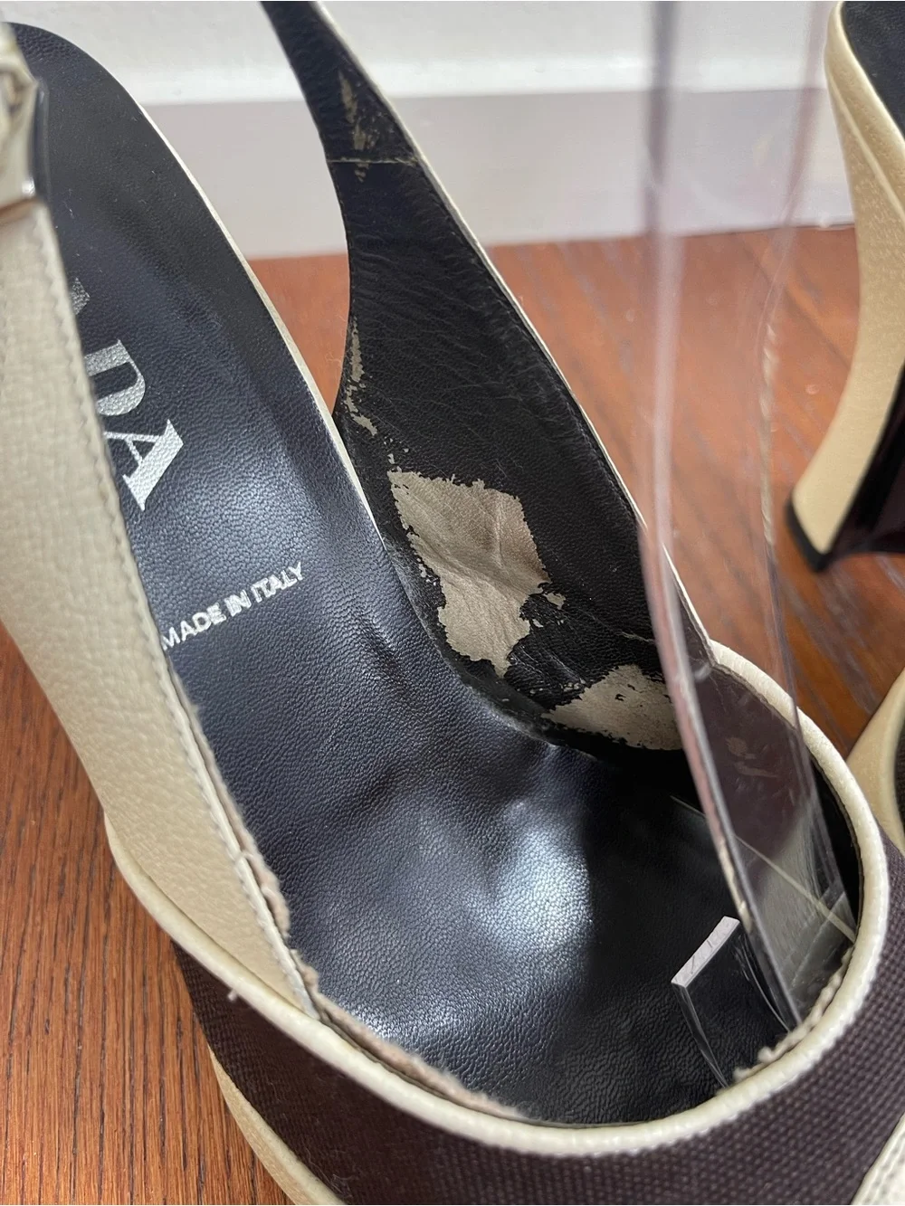 Rare Vintage PRADA Spring 2008 Runway Archive Canvas Platform Slingbacks 8.5
